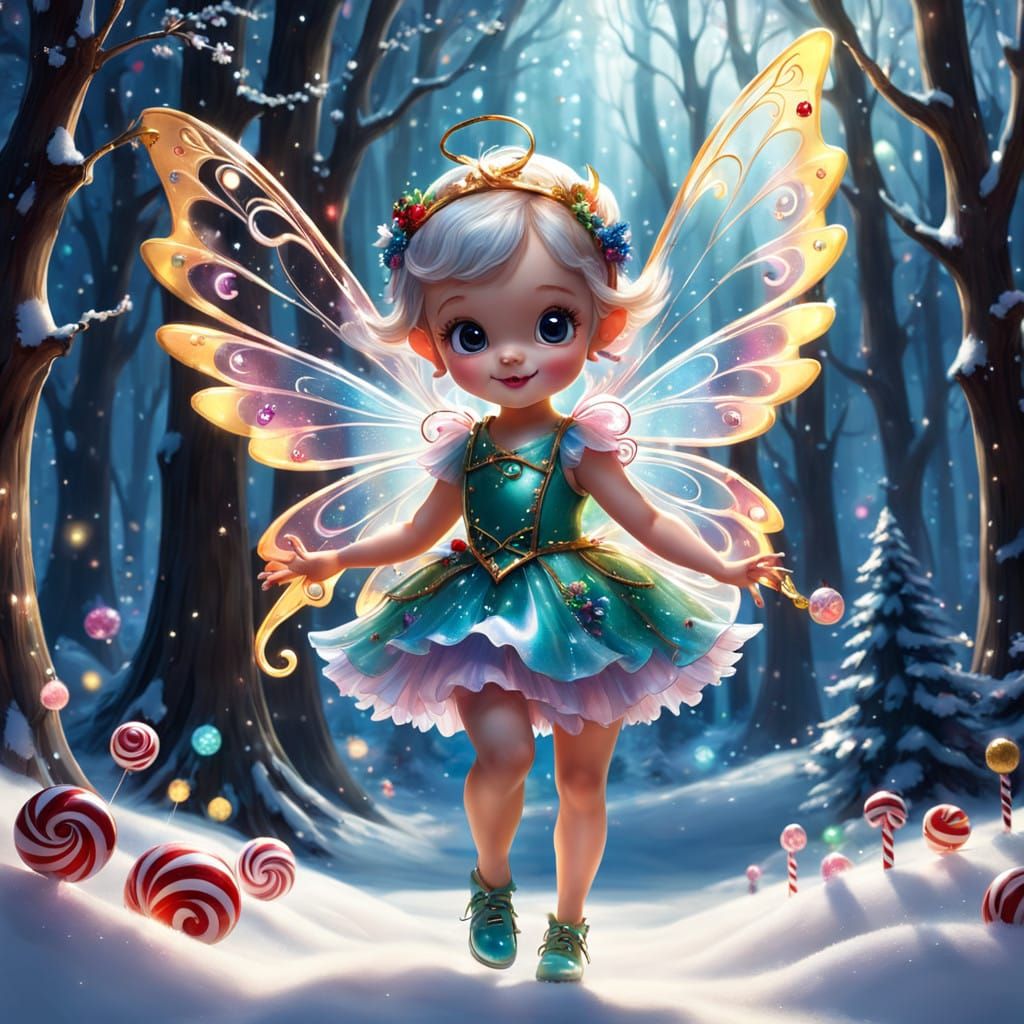 Glowing Glass Fairy Plays with Adorable Puppy in Whimsical C...