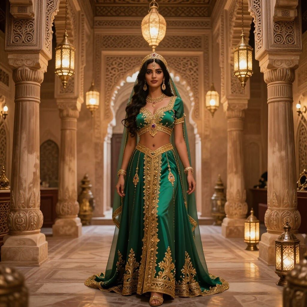 Yasmina in Ornate Hall, Oriental Splendor