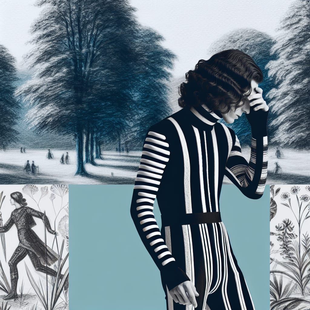 A conceptual mixed style work in black and white (a beautifu...