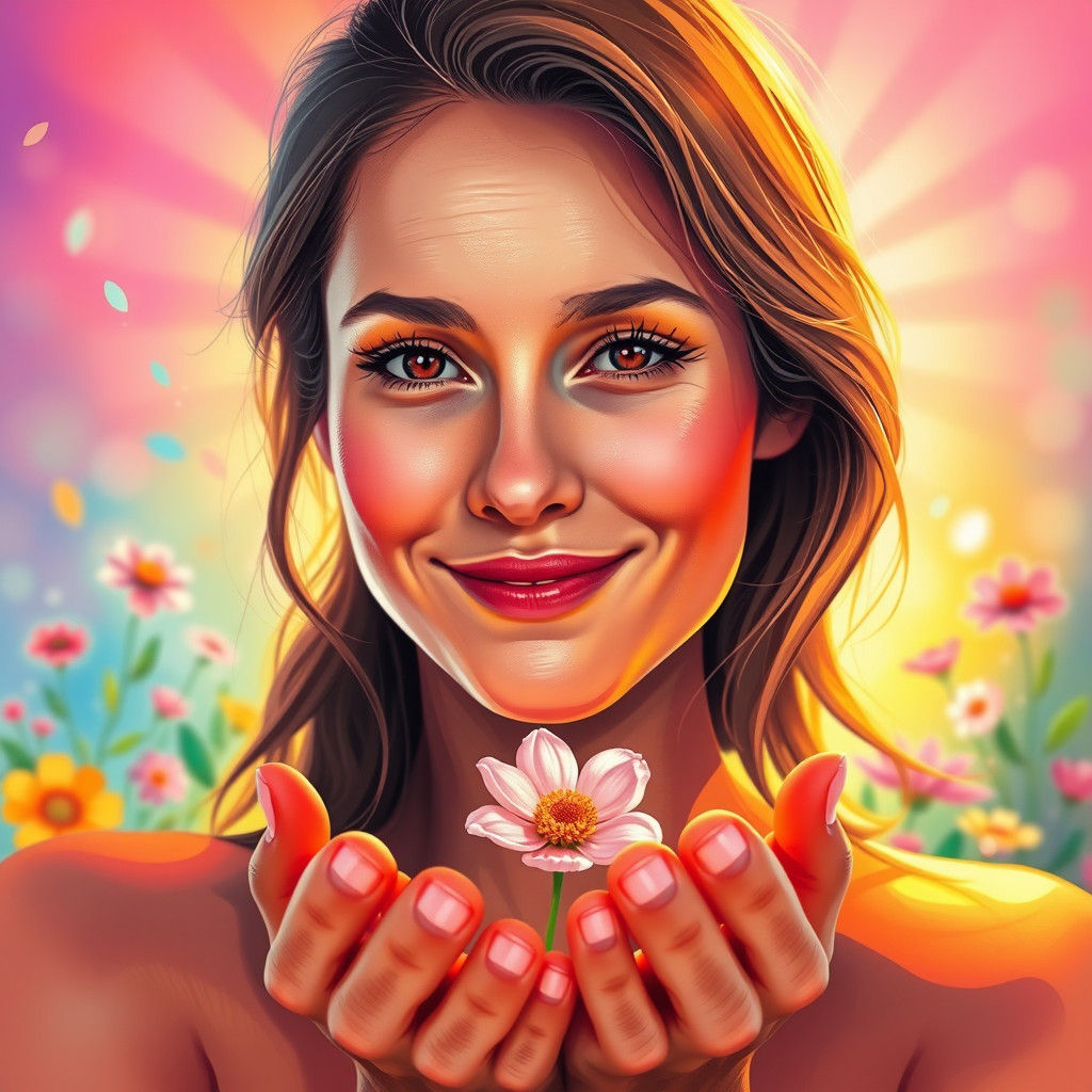 Empathetic Woman in Splash Art Style