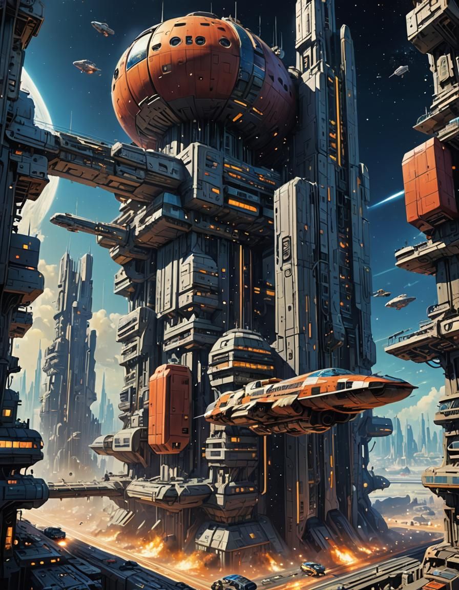 Epic Space City Hyperjump in Cel-Shaded Style