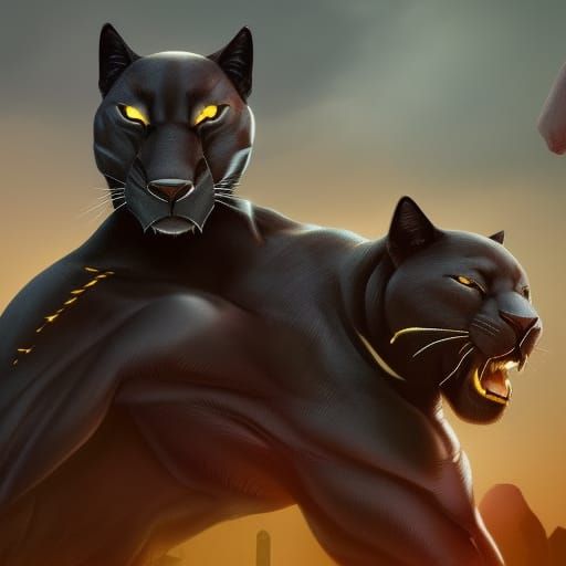 Panther Protector: African King Fantasy Art