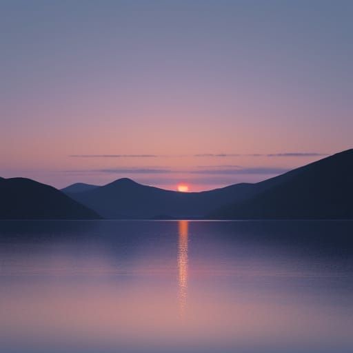 Serene Sunset Over Calm Lake Abstract Expressionism