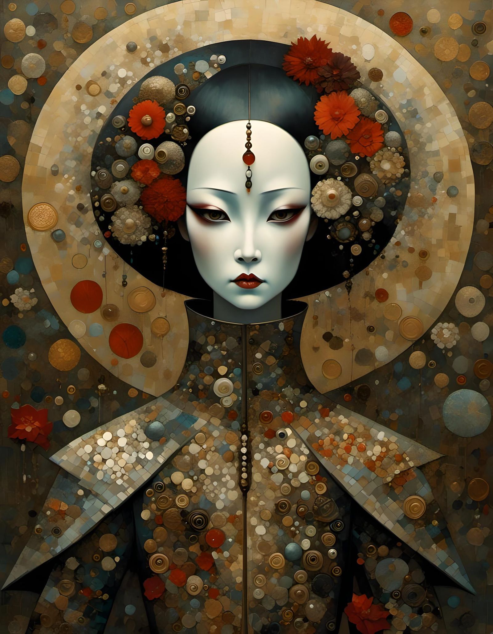 Sinister Kabuki Warrior in Jeweled Armor