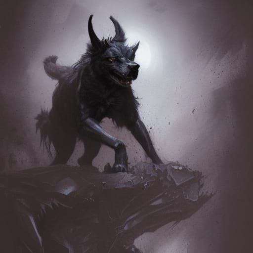 Sinister Gothic Hellhound in Dark Fantasy Style