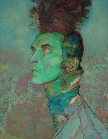 Masculine Portrait with Halo in Pastel Colors