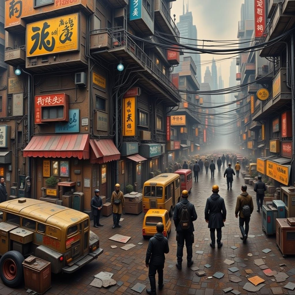 Dystopian Space Oddity in Cyberpunk Style