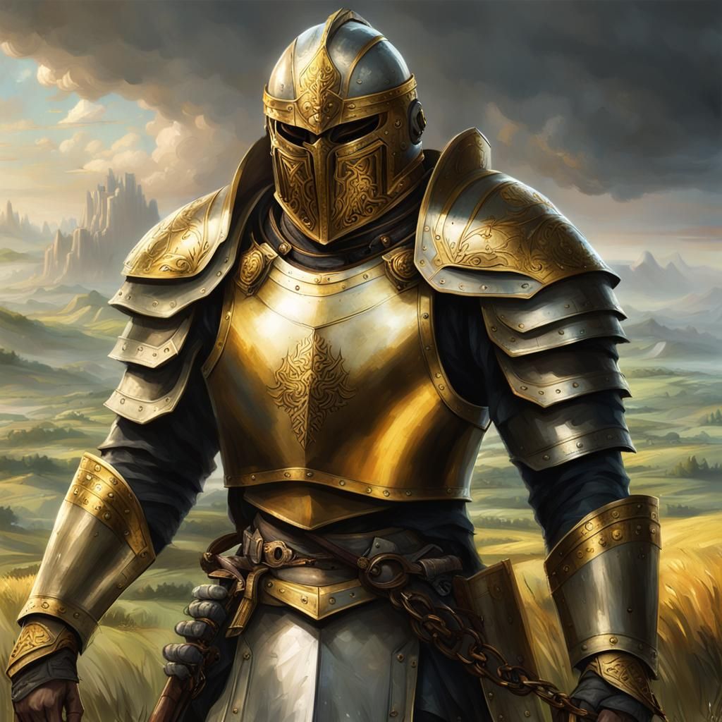 Paladin in Golden Armor Fantasy Concept Art
