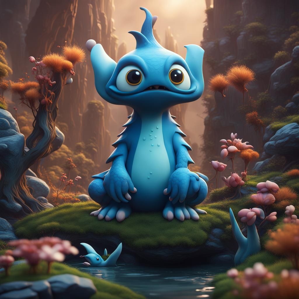 Fantastical Cartoon Creatures in Detailed Matte Painting
