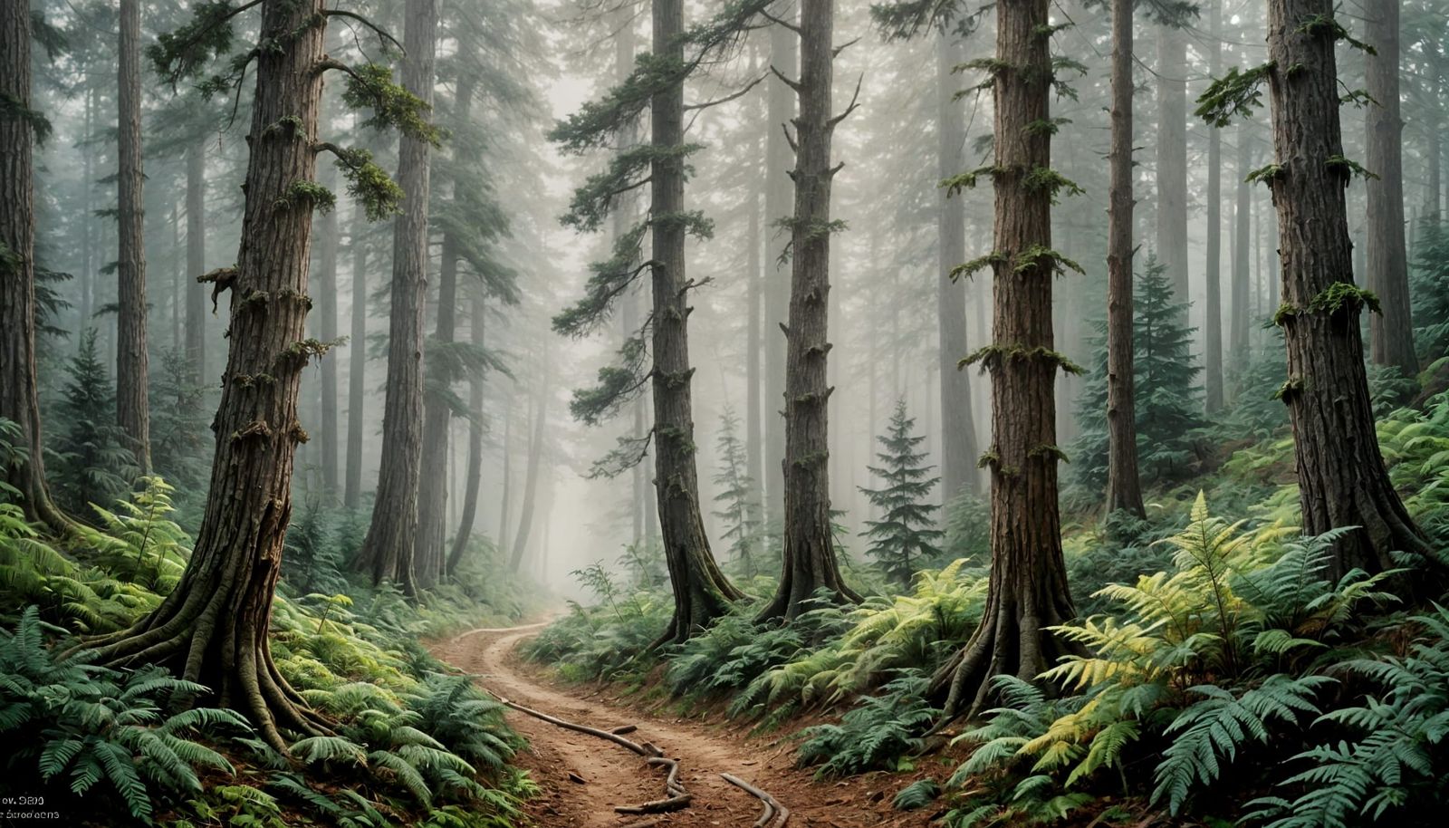 Misty Forest Path in Post-Impressionist Style