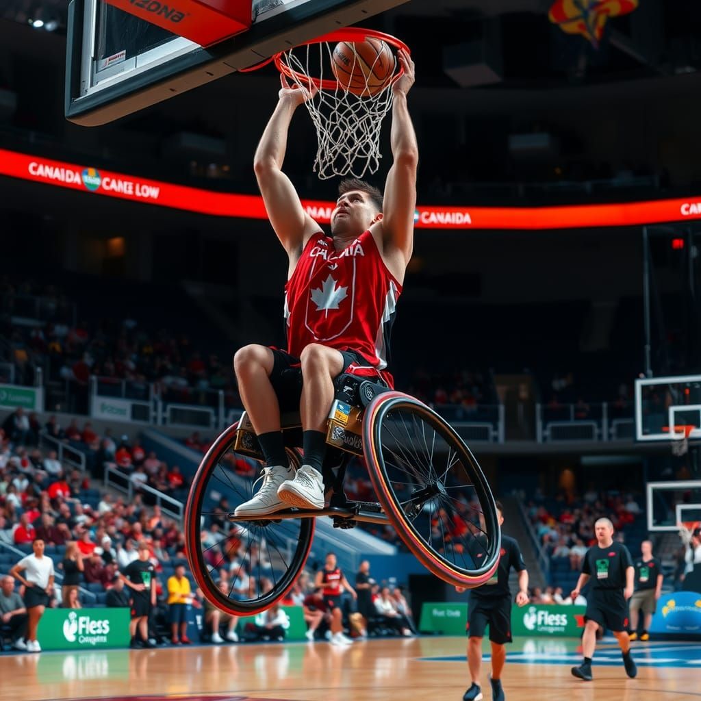 Canadian Paralympic Athlete Slam Dunks Basketball