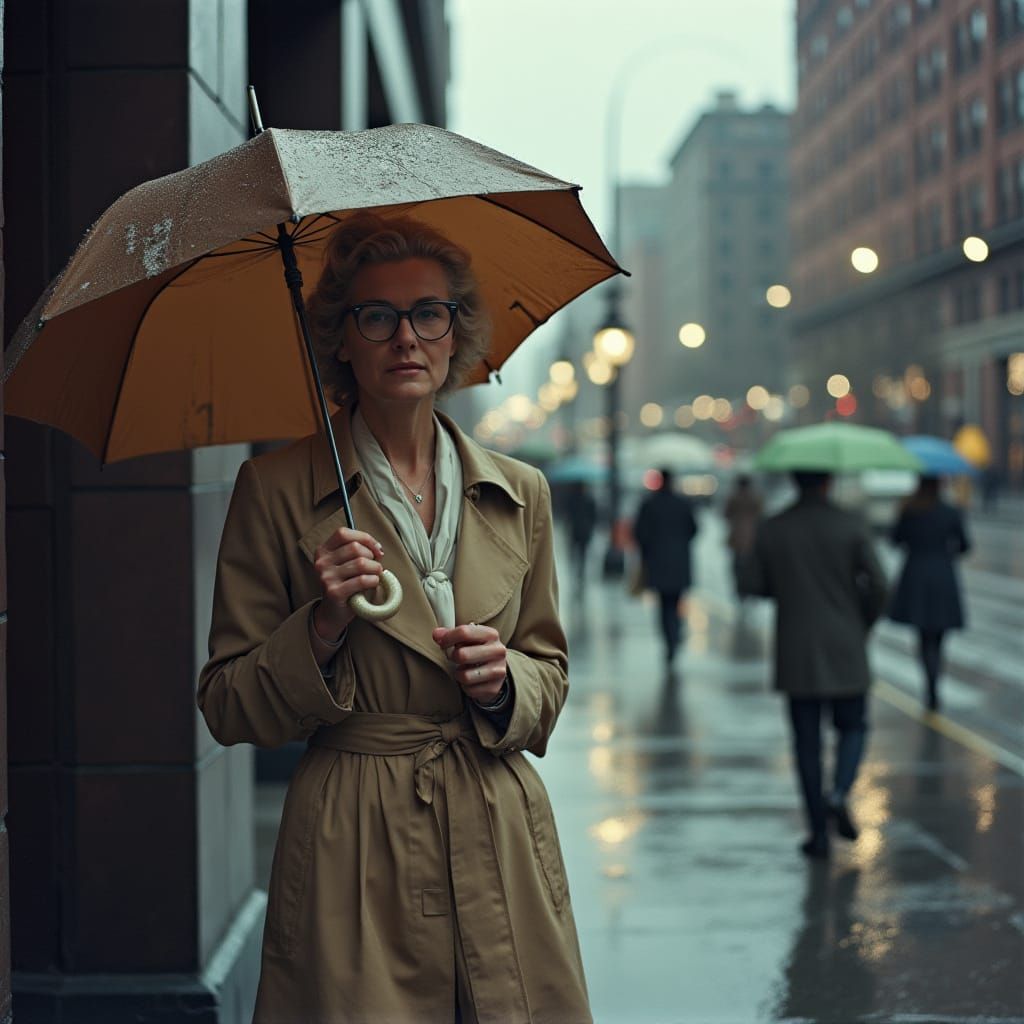 Boston Rainy Street Scene in Gritty Street Style