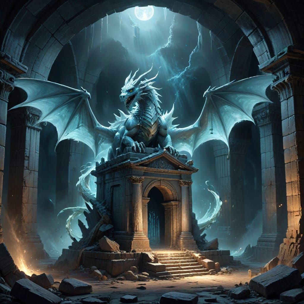 Ghost Dragon Emerges From Ancient Crypt in Eerie Digital Pai...