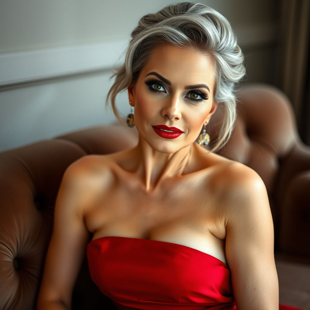 Elegant Woman with Red Lipstick in Glamorous Portrait