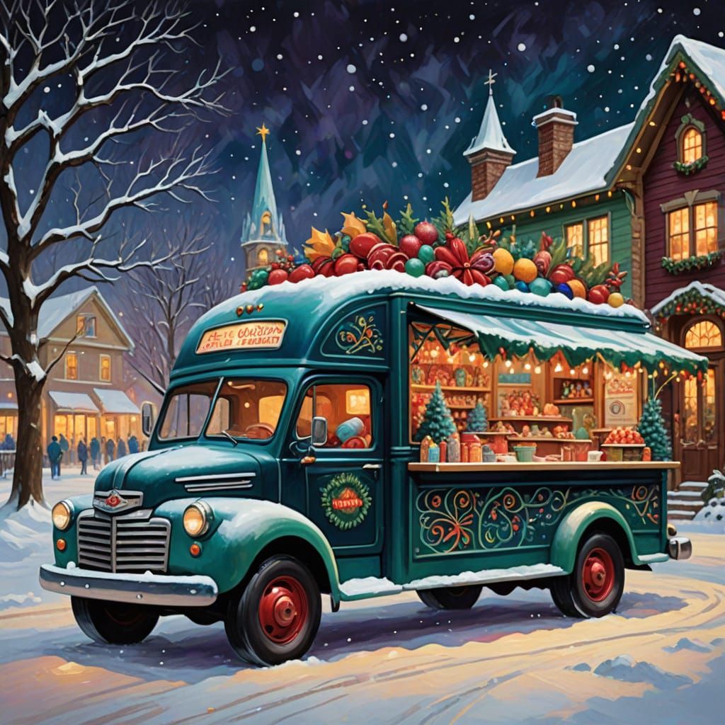 Whimsical 50s Fantasy Christmas Food Truck