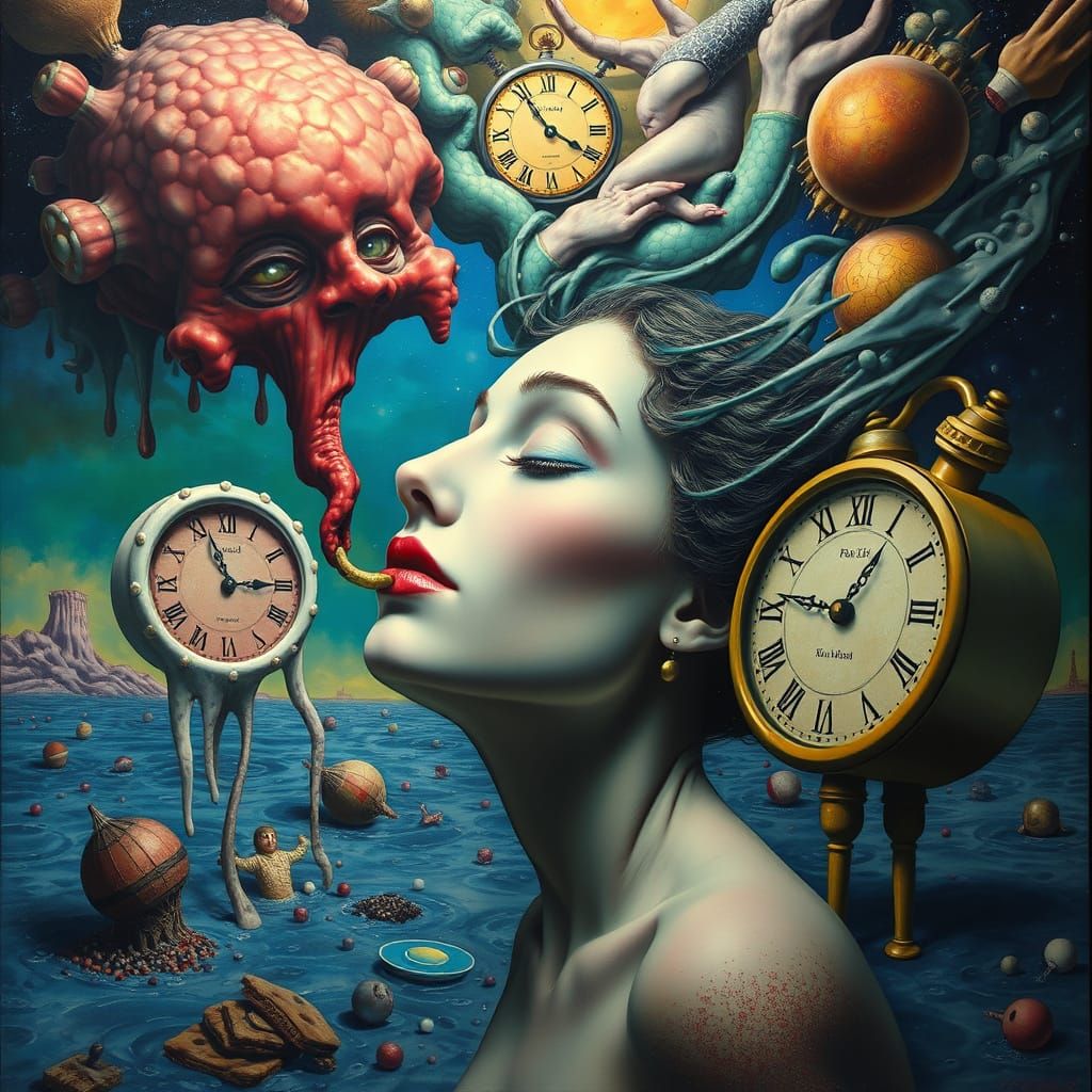 Dreamlike Woman in a Surrealist Realm