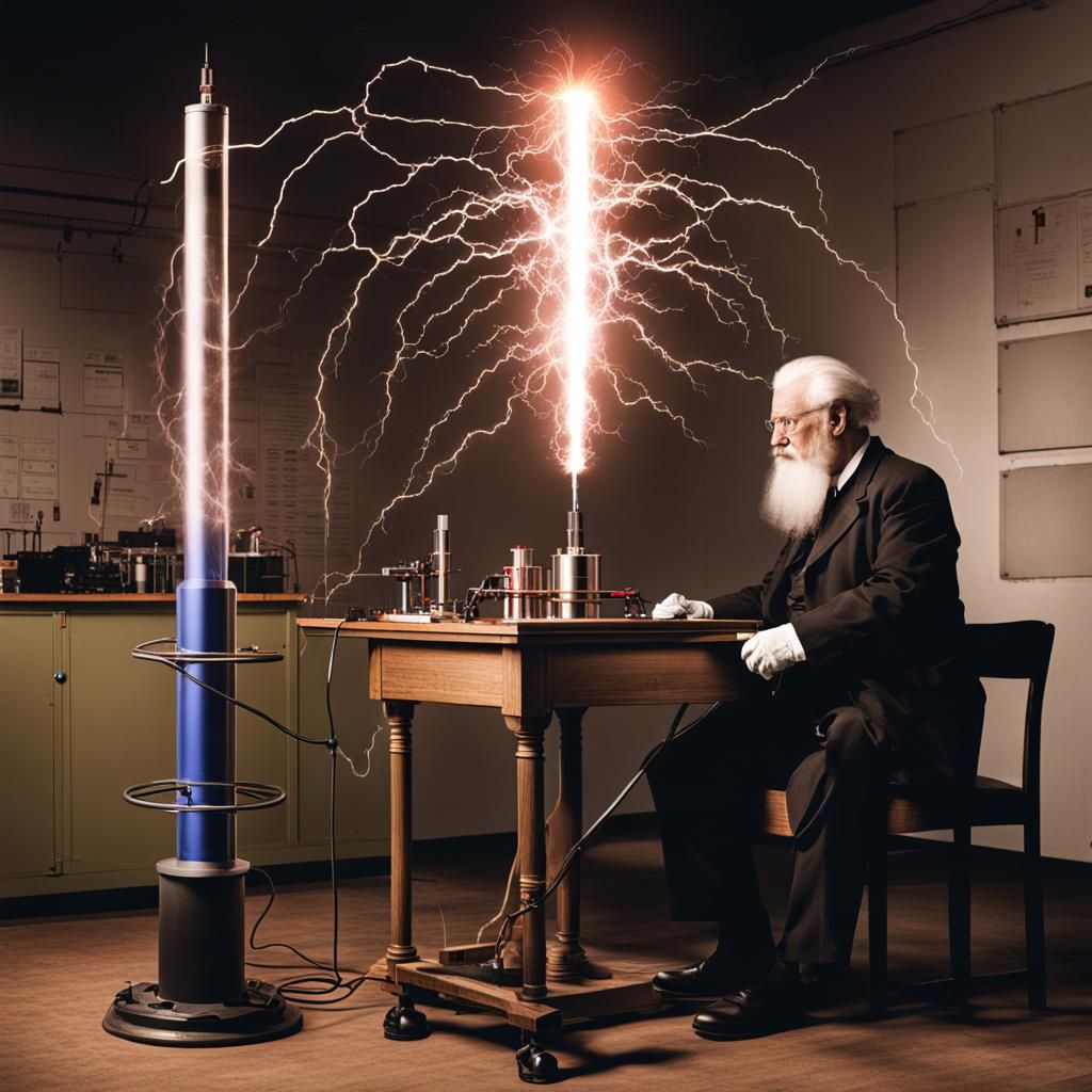 Scientist and Tesla Coil Experiment