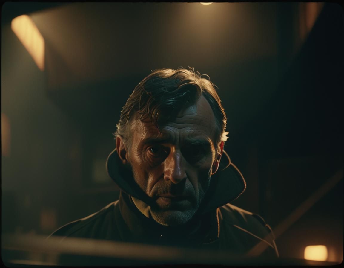 Moody Film Noir Portrait in Cinematic Style