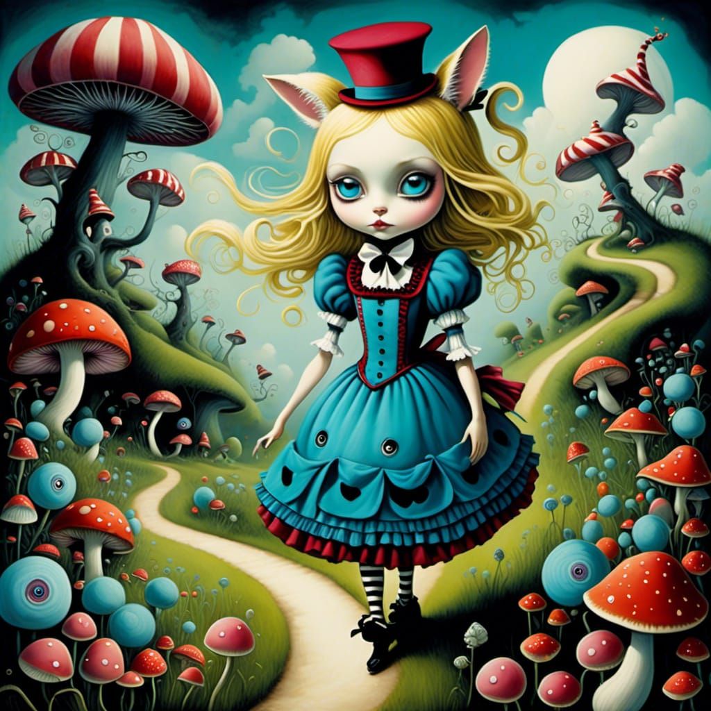 Gothic Alice in Wonderland with Cheshire Cat
