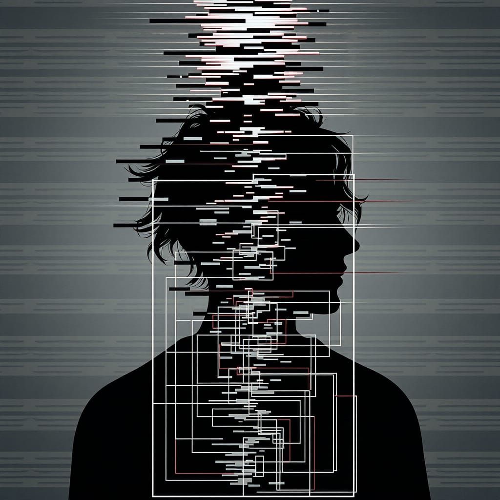 Horror Glitch Art of Corrupted Person
