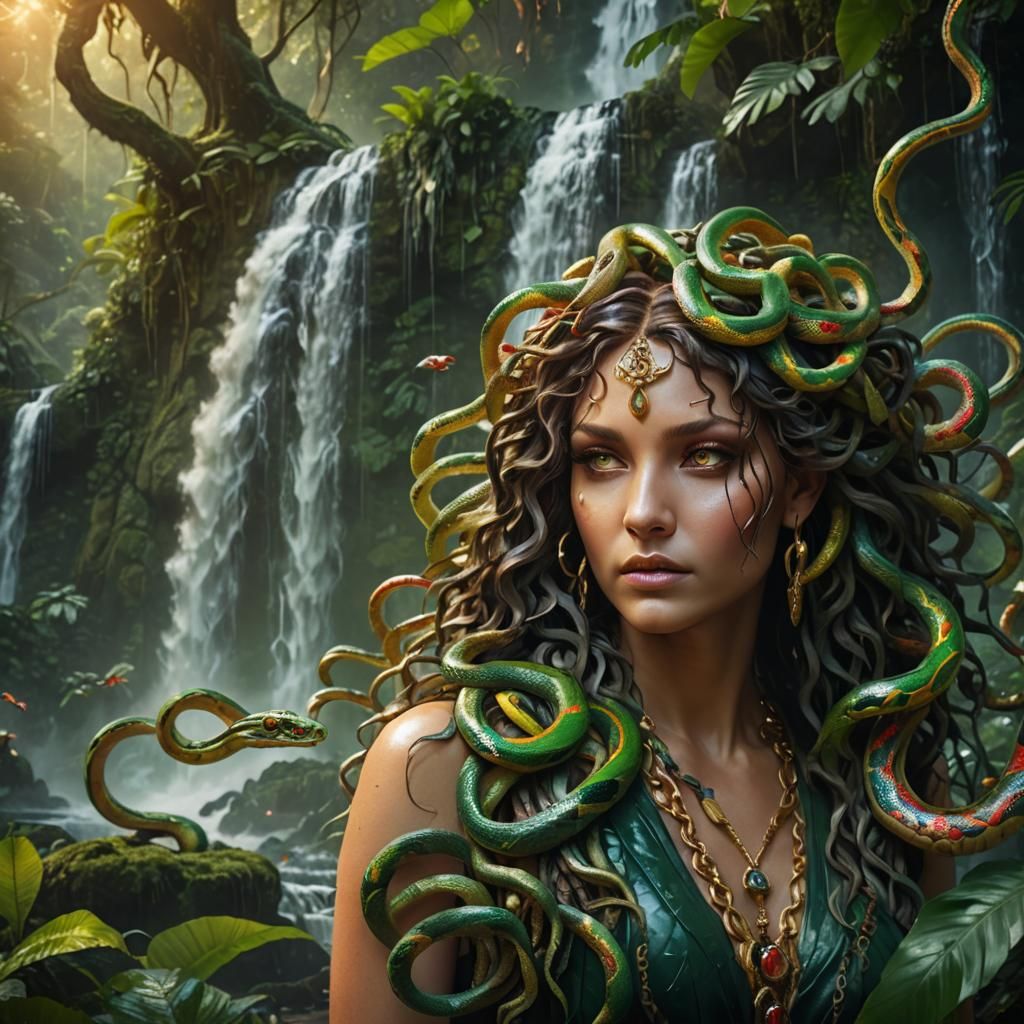 Hyper-Realistic Fantasy Portrait of a Young Medusa Goddess