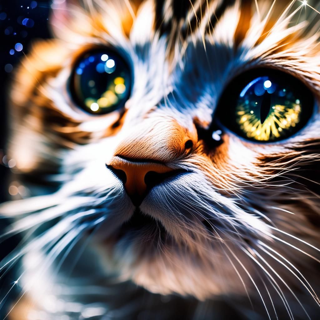 Kitten's Starry Eyes: A Close-Up Photograph