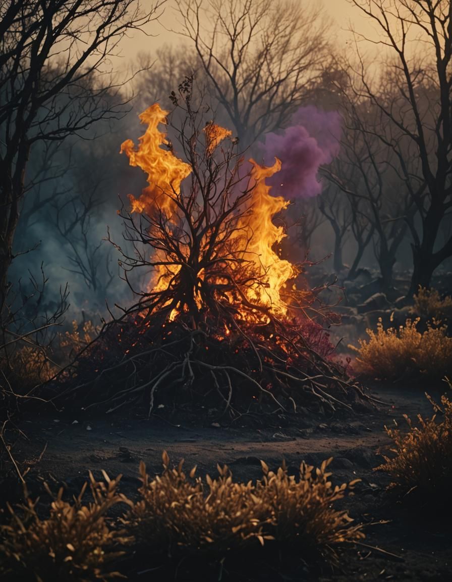 Burning Bush Illuminates Darkness in Cinematic Style