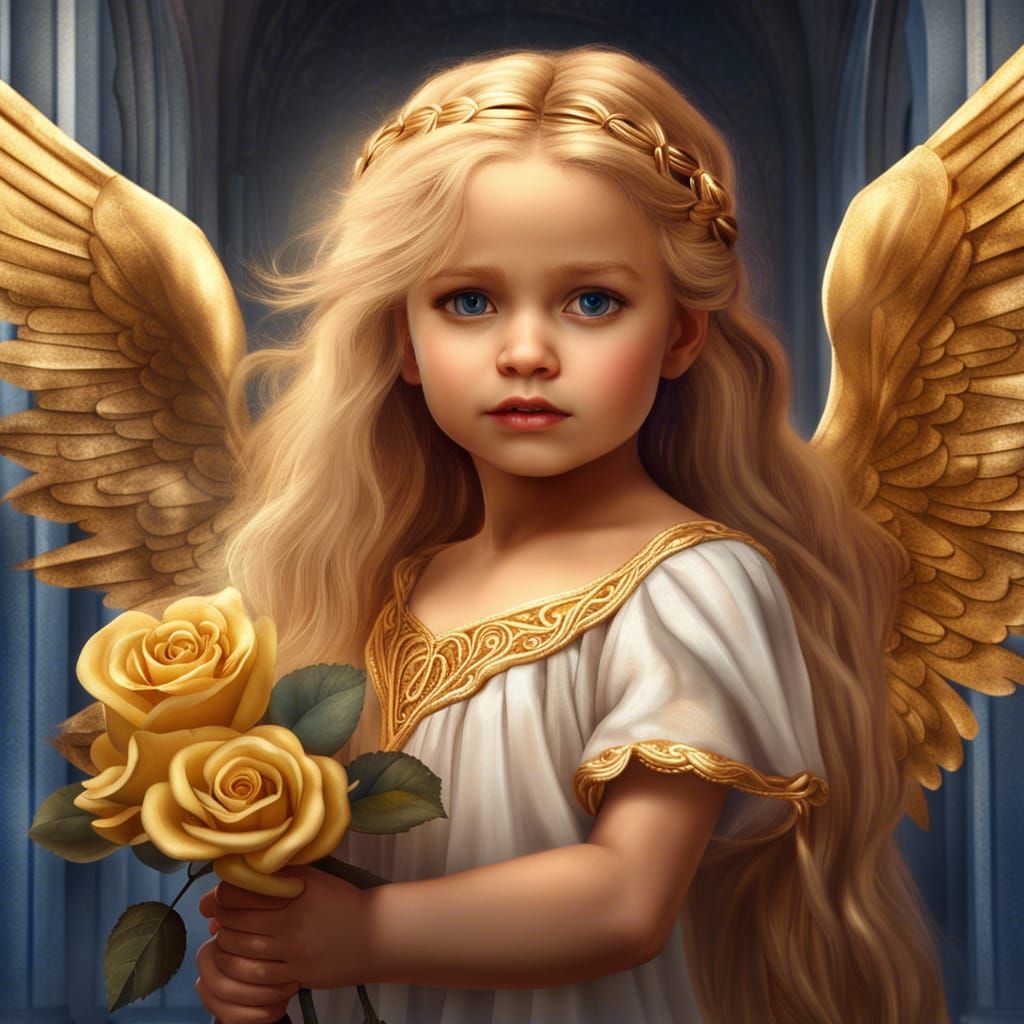 Angelic Toddler with Rose: Fantasy Concept Art