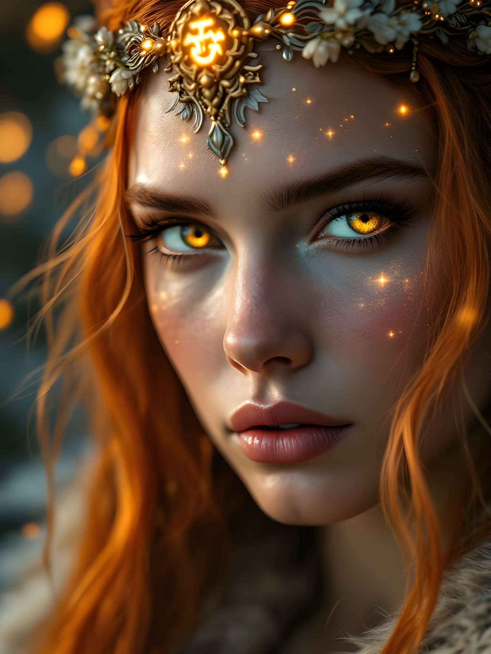 Regal Viking Queen in Ethereal Amber Light