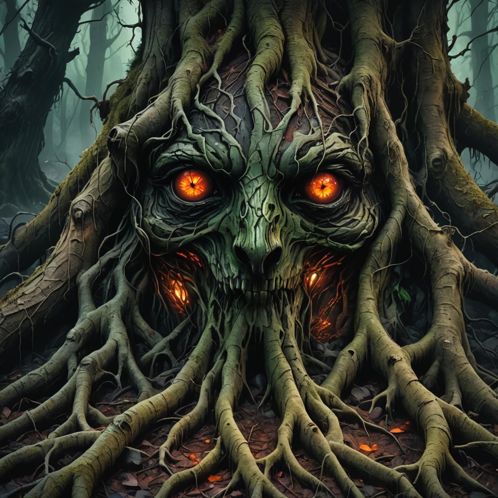 Glowing Eyes of Rot in a Dark, Foreboding Forest