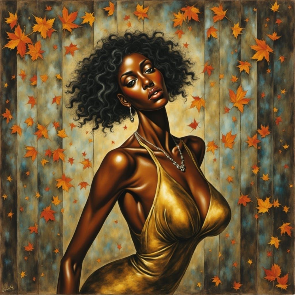 Redhead Pin-Up in Mucha-Waterhouse Tonalism Style