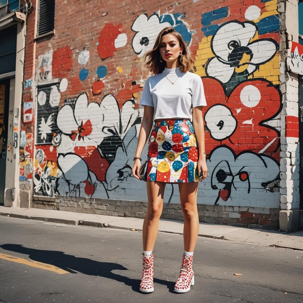 Pop Art Woman in Mini Skirt, 1960s Style