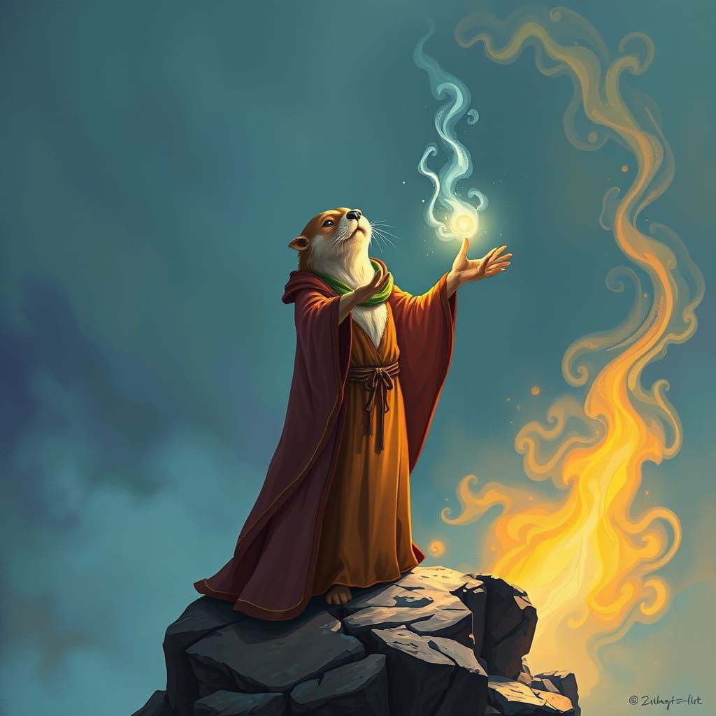 Otter Mage Conjuring a Vision of the Future