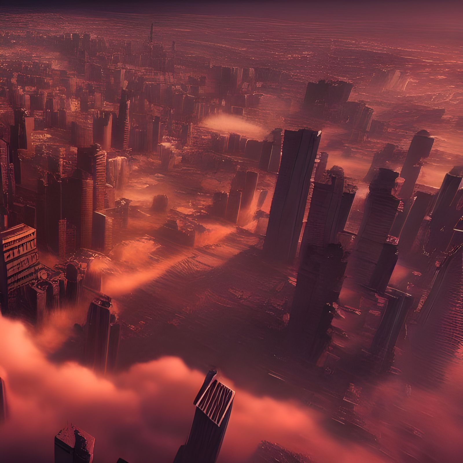 Polluted Cityscape in Detailed Matte Painting