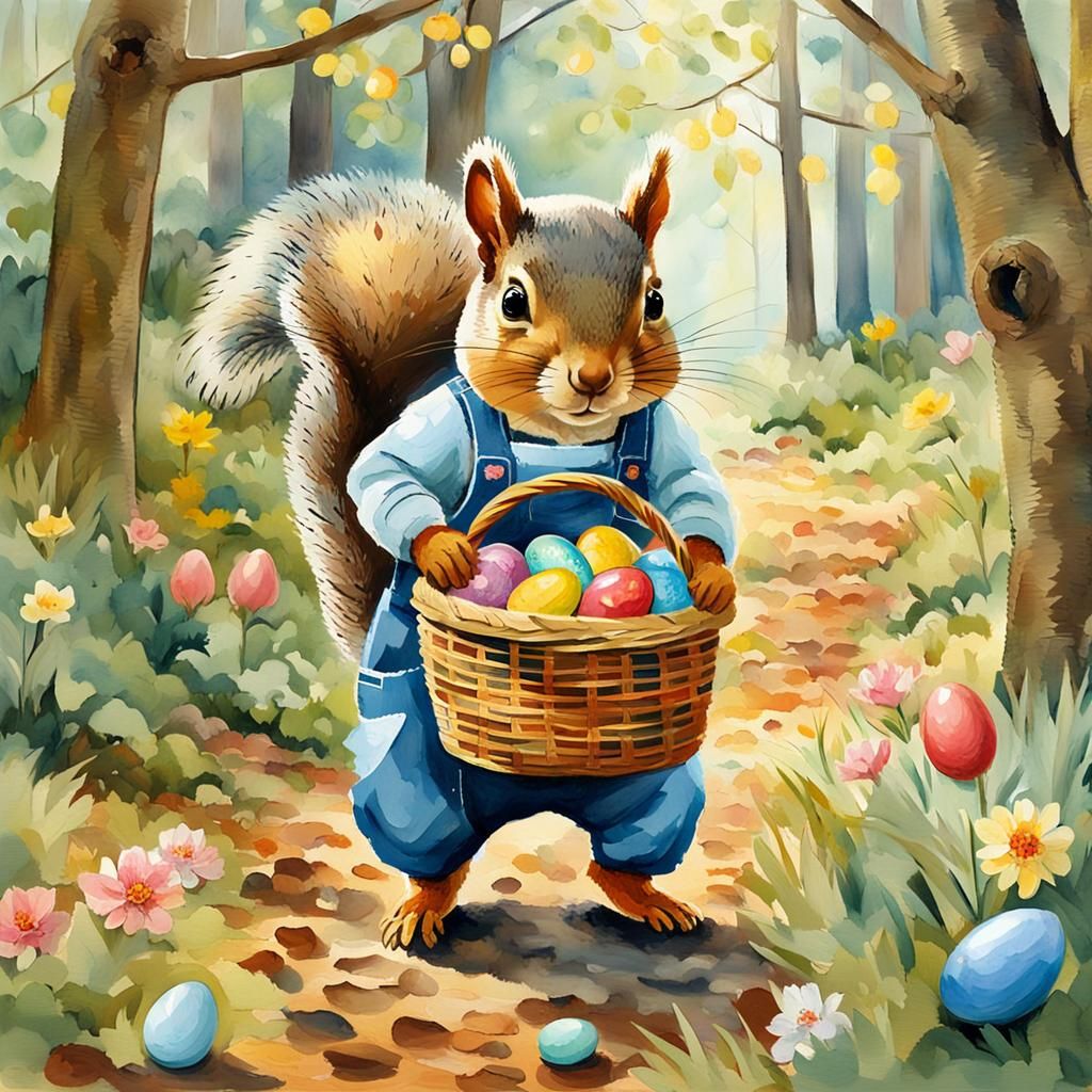 Squirrel Easter Egg Hunt: Beatrix Potter Style