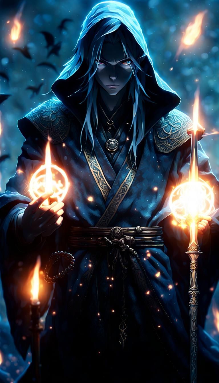 Candlelit Celestite Sword with Demonic Ocelot: Anime Style