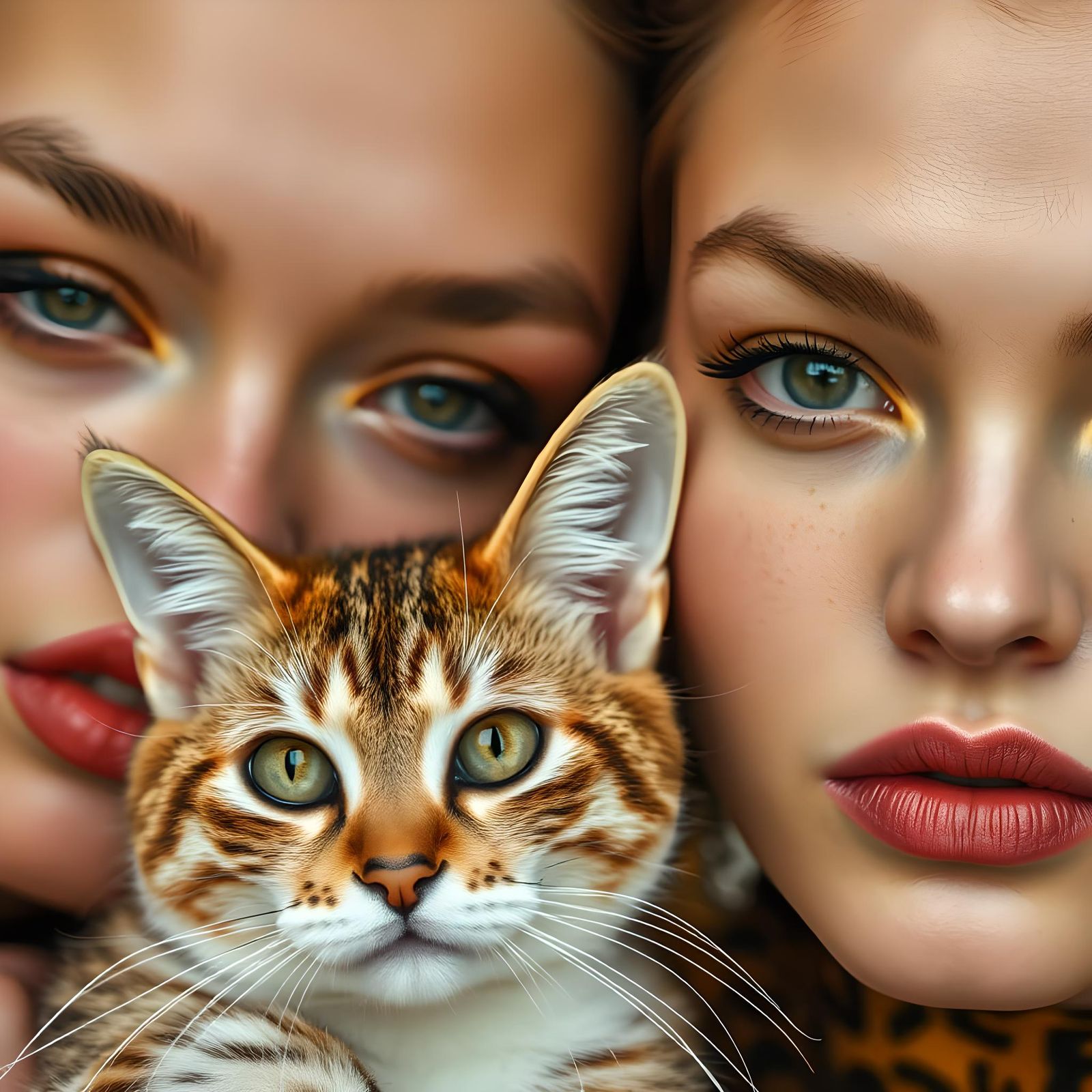 High Fashion Model with Cat in Kusama Style