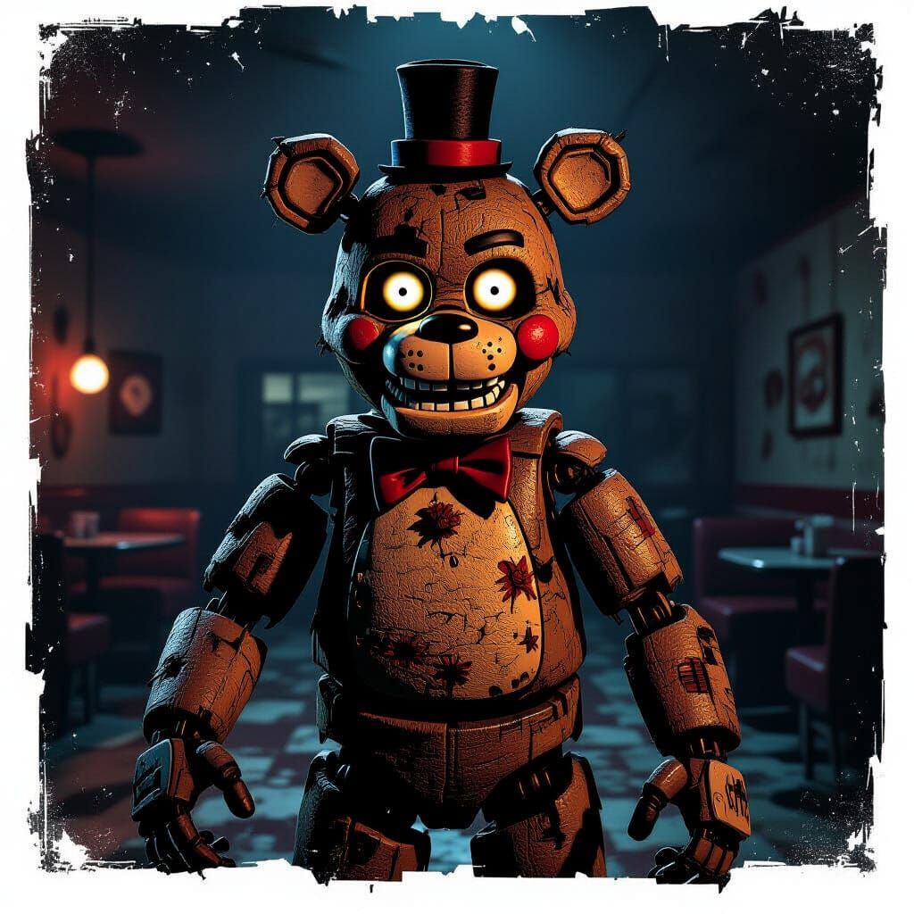 Creepy Animatronic Puppet in Abandoned Pizzeria