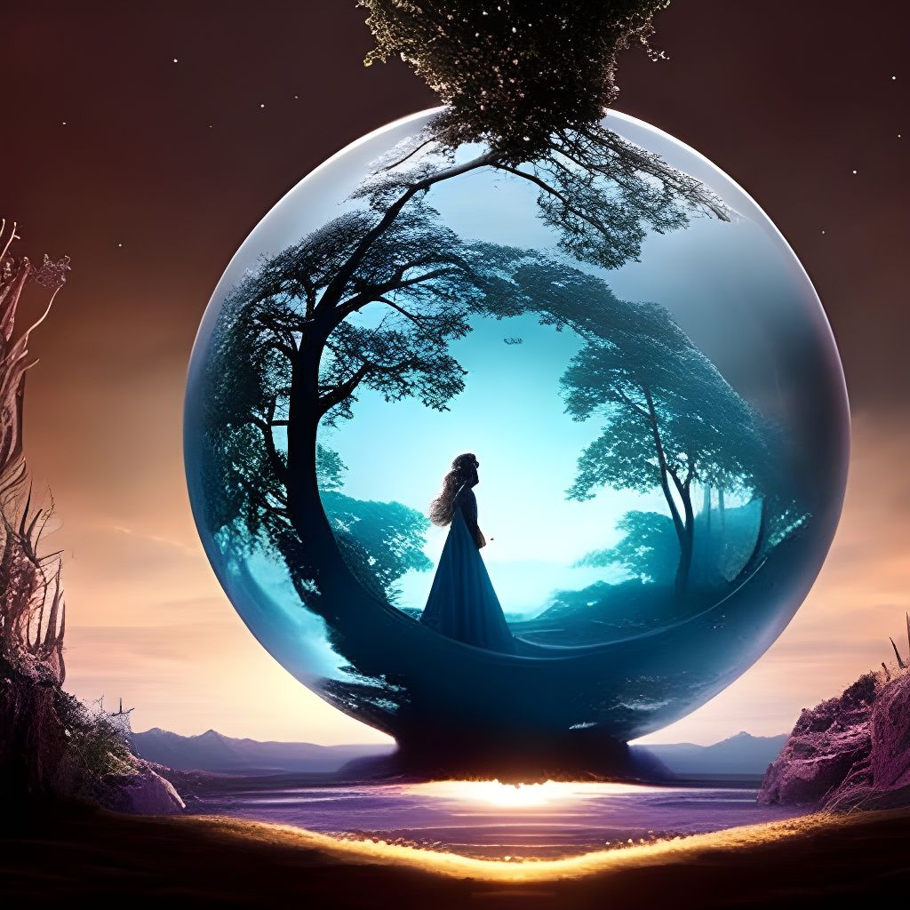 Soulless Lady Encased in Glass Sphere: Digital Matte Paintin...