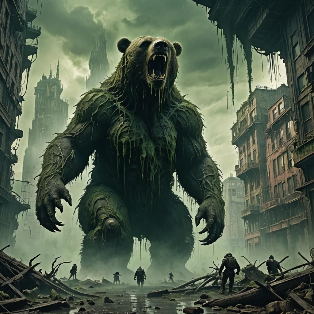 Giant Putrid Bear Rampages Through Decaying City