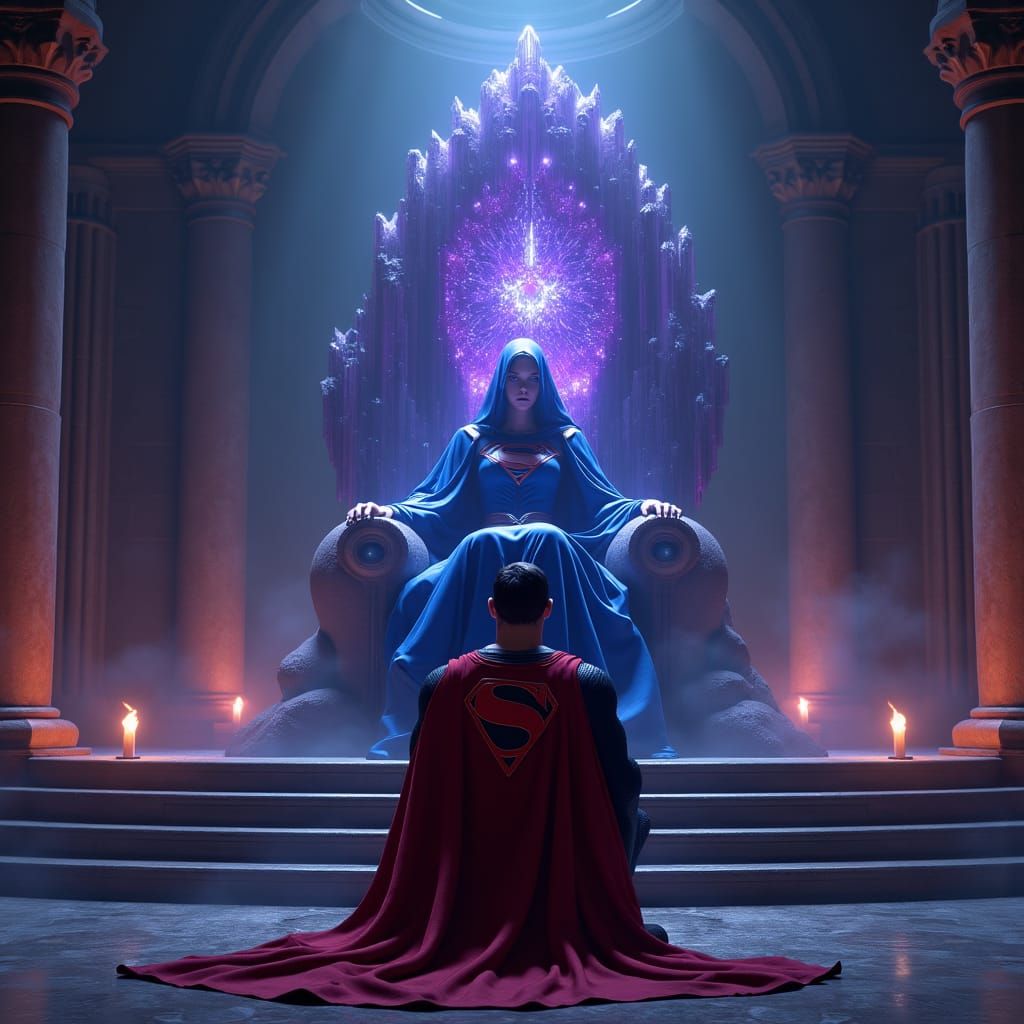 Superman Kneels Before Star Sapphire on Zincite Throne