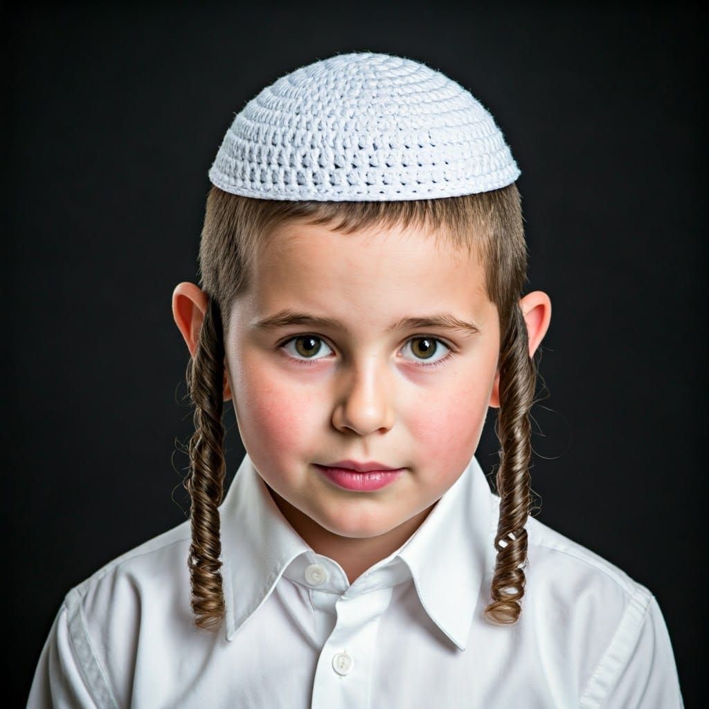 Traditional Hasidic Boy in Simple Attire