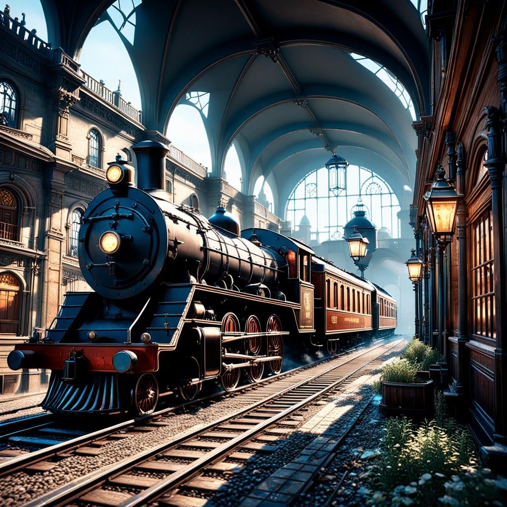 Glass Train Journey Through Cherry Blossoms