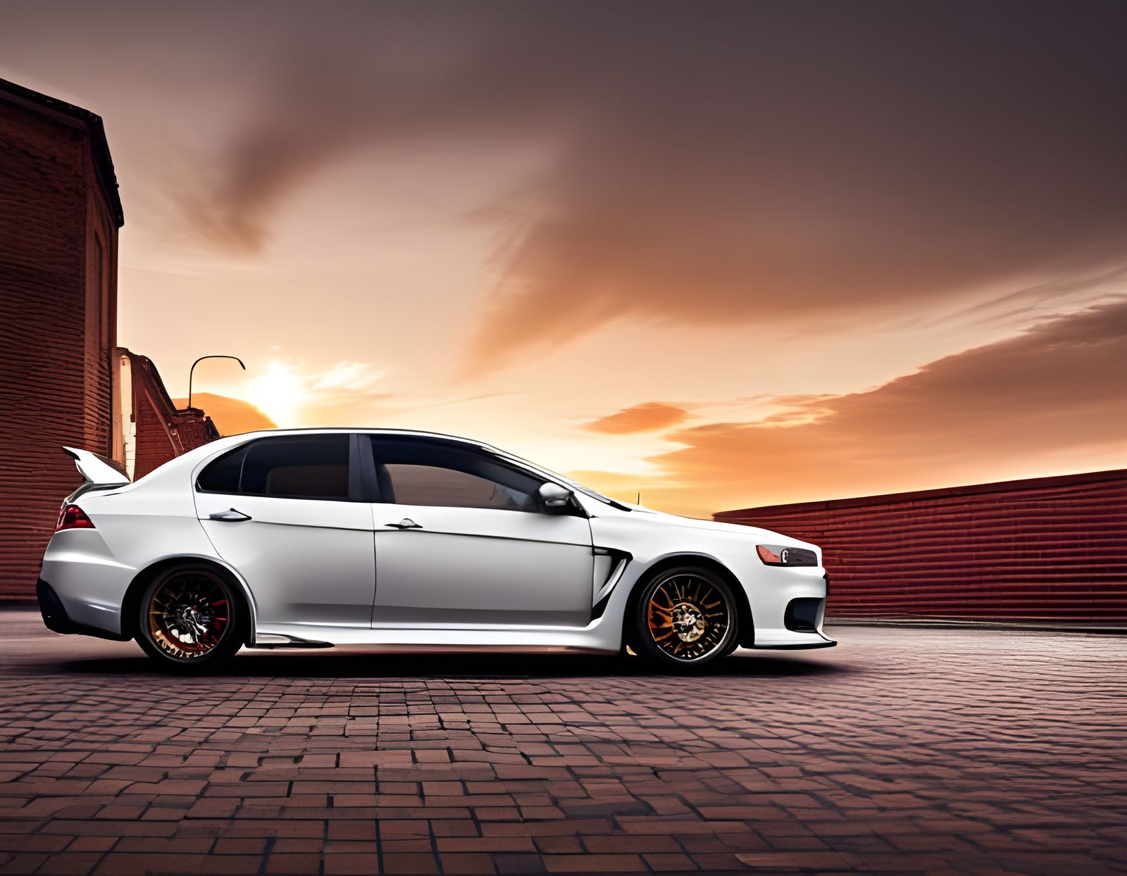 Mitsubishi Lancer Evolution X in Golden Hour