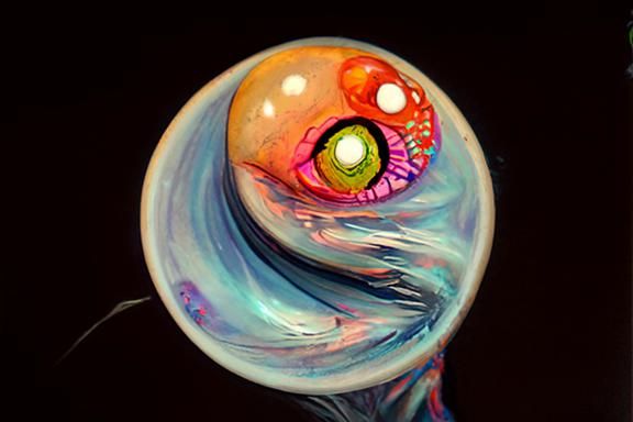 Alien Eyeball with Tentacles in Space