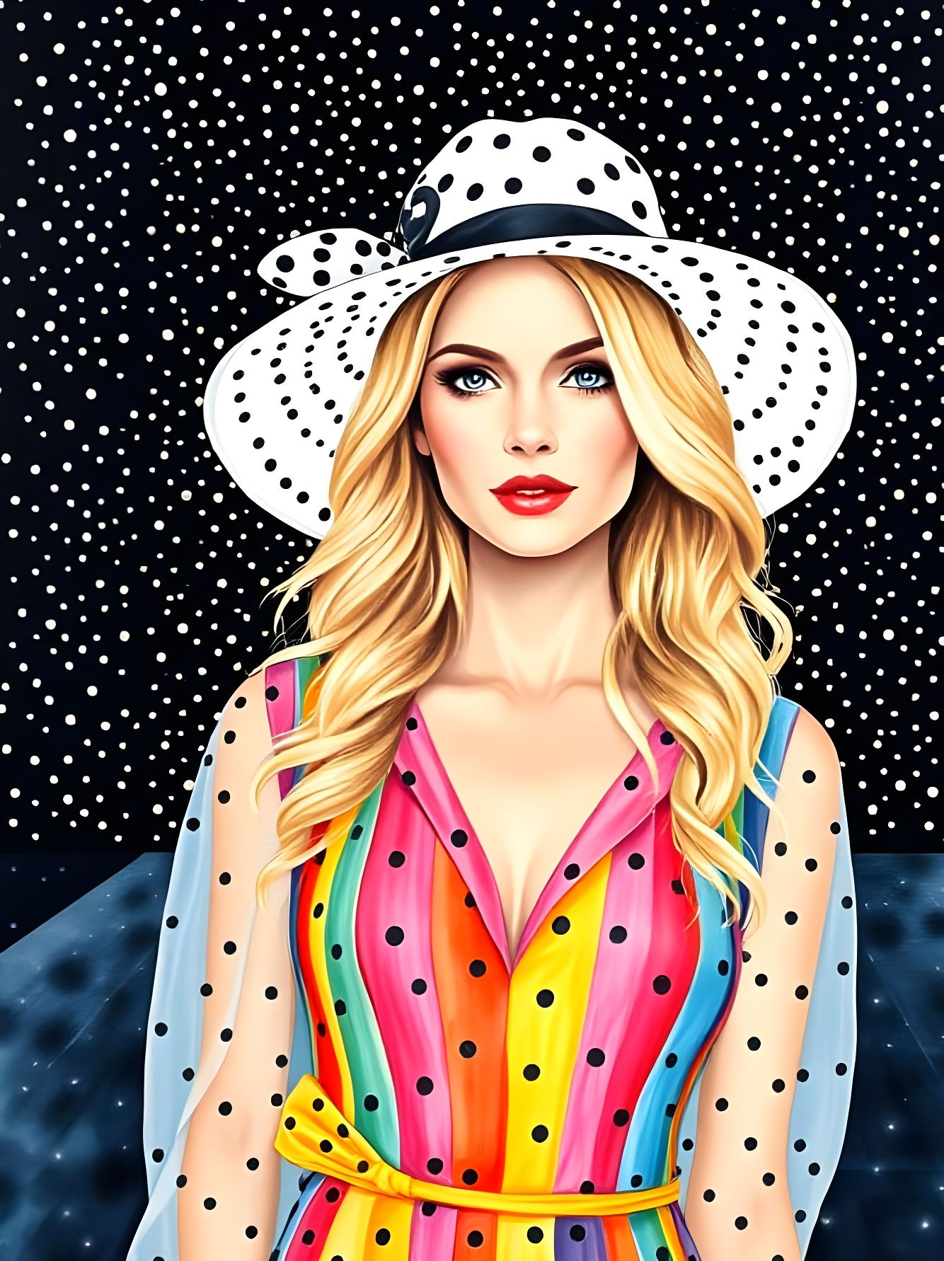 Polka Dot Fashion in Gouache and Watercolor Style