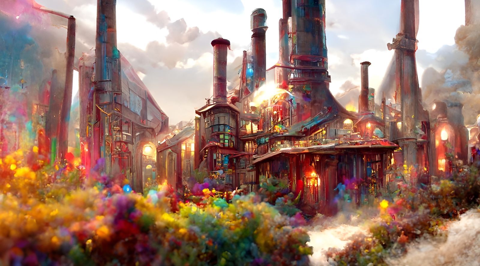Fantastical Magic Factory in Hyperrealistic Style
