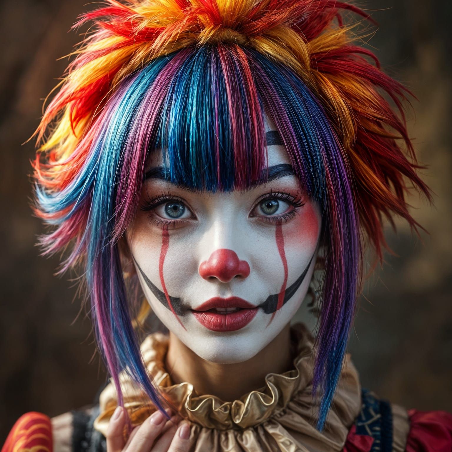 Ethereal Chinese Female Clown in Vibrant, Cinematic Style
