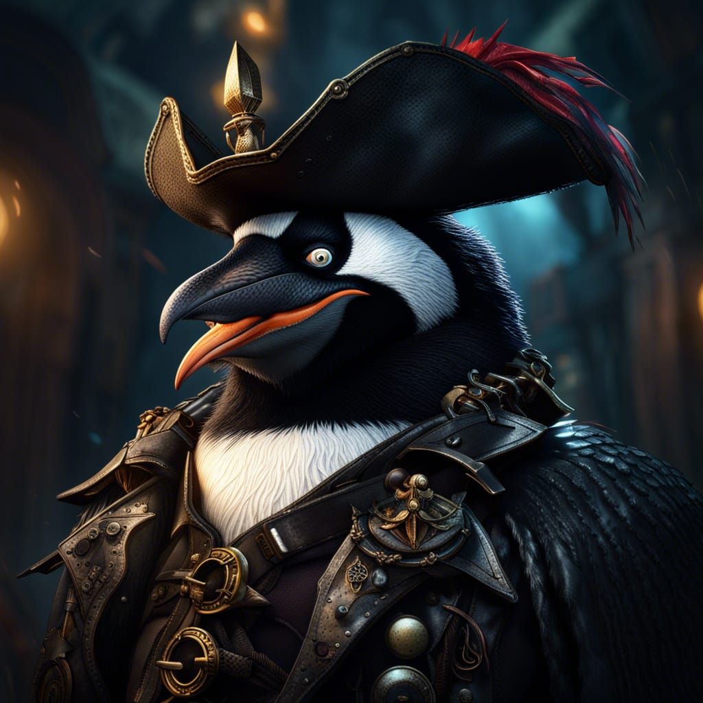 Pirate Penguin in Piratepunk Style