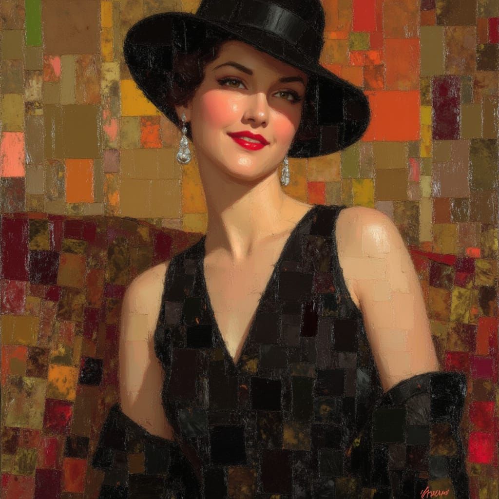 1920s Flapper Portrait in Art Deco Style